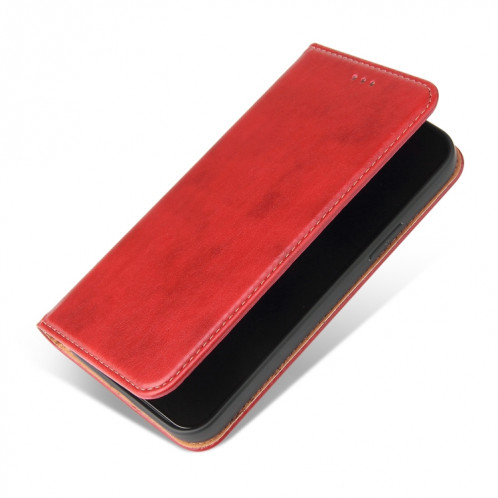 Fierre Shann Pu en cuir Texture Horizontal Flip Cuir Coffret avec porte-cartes et portefeuille pour iPhone 13 (rouge) SF802B971-07