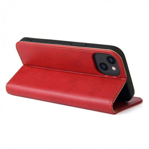 Fierre Shann Pu en cuir Texture Horizontal Flip Cuir Coffret avec porte-cartes et portefeuille pour iPhone 13 (rouge) SF802B971-07