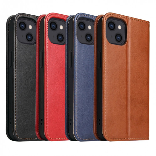 Fierre Shann Pu en cuir Texture Horizontal Flip Cuir Coffret avec porte-cartes et portefeuille pour iPhone 13 (rouge) SF802B971-07