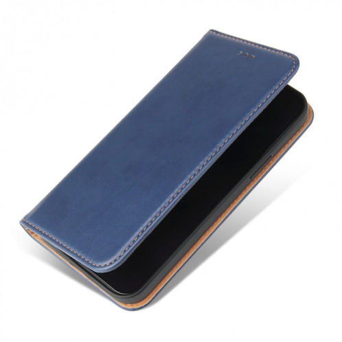 Fierre Shann Pu en cuir PU Texture Horizontal Flip Cuir Toot avec porte-cartes et portefeuille pour iPhone 13 (bleu) SF802C957-07