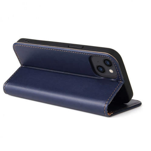 Fierre Shann Pu en cuir PU Texture Horizontal Flip Cuir Toot avec porte-cartes et portefeuille pour iPhone 13 (bleu) SF802C957-07