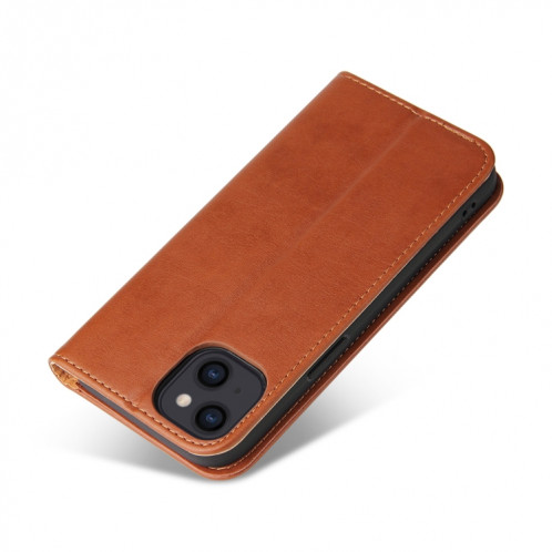 Fierre Shann Pu en cuir Texture Horizontal Flip Cuir Case avec support & Portefeuille pour iPhone 13 (Brown) SF802D783-07
