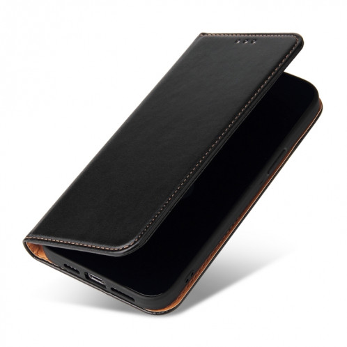 Fierre Shann Pu en cuir PU Texture Horizontal Flip Cuir Coffret avec porte-cartes et portefeuille pour iPhone 13 Pro (Noir) SF803A793-07