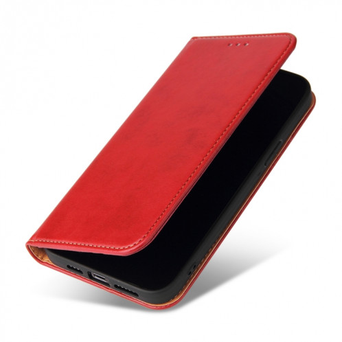Fierre Shann Pu Cuir Texture Texture Horizontale Horizontal Toas Cuir Avec Support & Card Slots & Portefeuille pour iPhone 13 Pro (Rouge) SF803B1134-07