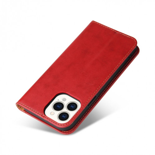 Fierre Shann Pu Cuir Texture Texture Horizontale Horizontal Toas Cuir Avec Support & Card Slots & Portefeuille pour iPhone 13 Pro (Rouge) SF803B1134-07