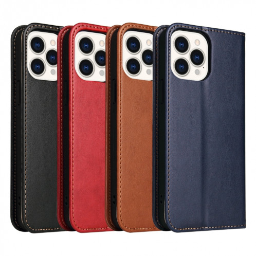 Fierre Shann Pu Cuir Texture Texture Horizontale Horizontal Toas Cuir Avec Support & Card Slots & Portefeuille pour iPhone 13 Pro (Rouge) SF803B1134-07