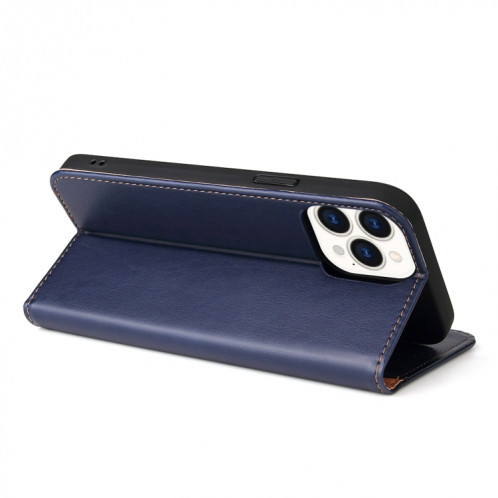 Fierre Shann Pu Cuir Texture Horizontal Flip Coating Coque avec porte-carte et portefeuille pour iPhone 13 PRO (Bleu) SF803C814-07