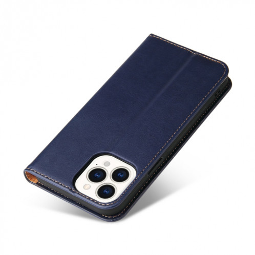 Fierre Shann Pu Cuir Texture Horizontal Flip Coating Coque avec porte-carte et portefeuille pour iPhone 13 PRO (Bleu) SF803C814-07