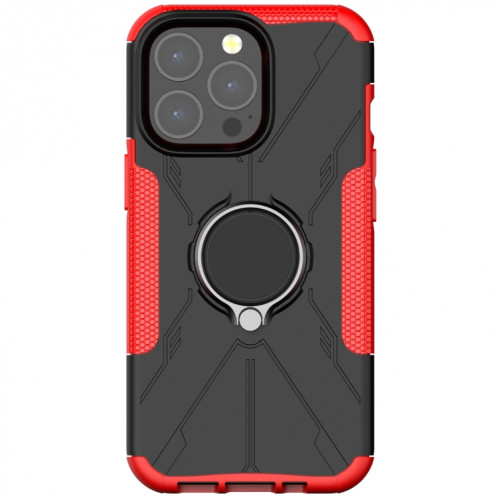 Armure ours PC + TPU Cas de protection avec porte-bague pour iPhone 13 mini (rouge) SH901A1682-07