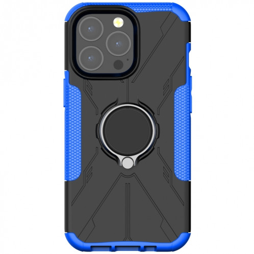 Armure Bear Pc + TPU Cas de protection avec porte-bague pour iPhone 13 mini (bleu) SH901H203-07