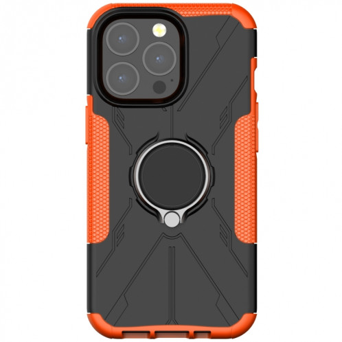 Armure Bear PC + Cas de protection TPU avec porte-bague pour iPhone 13 (Orange) SH902F1942-07
