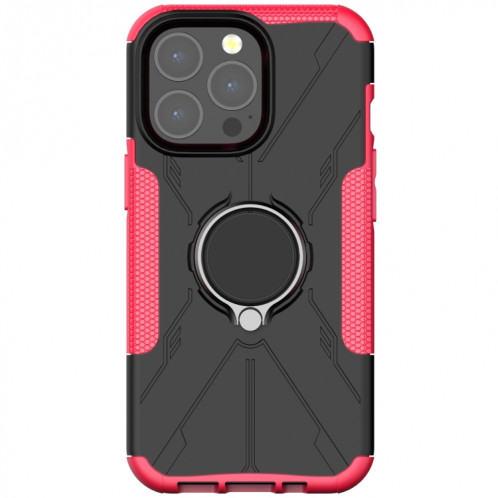Armure ours PC + TPU Cas de protection avec porte-bague pour iPhone 13 Pro (Rose Rouge) SH903G182-07
