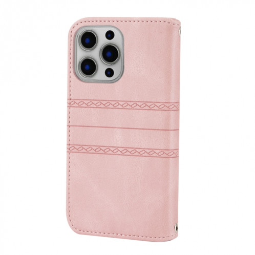 Boucle magnétique à rayures en relief PU + TPU Horizontal Horizontal Coating Horizon avec support & Card Slot & Portefeuille et cadre photo & Sling pour iPhone 13 Mini (rose) SH201A22-08