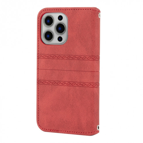 Boucle magnétique à rayures en relief PU + TPU Horizontal Horizontal Coatier Coating avec support et carte de portefeuille et cadre de portefeuille et de photos pour iPhone 13 mini (rouge) SH201B455-08