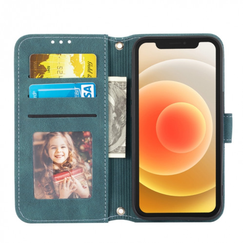 Boucle magnétique à rayures à rayures en relief PU + TPU Horizontal Horizontal Case avec support & Card Slot & Portefeuille et cadre photo & Sling pour iPhone 13 Mini (Vert) SH201D71-08