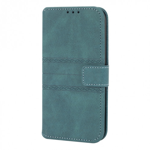 Boucle magnétique à rayures en relief PU + TPU Horizontal Horizontal Coating Boîtier avec support & Card Slot & Portefeuille et cadre photo et Sling pour iPhone 13 (Vert) SH202D654-08