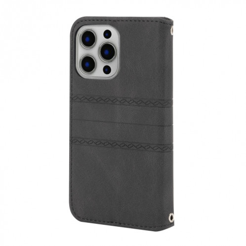 Boucle magnétique à rayures en relief PU + TPU Horizontal Horizontal Coating Coating avec support & Card Slot & Portefeuille et cadre photo et Sling pour iPhone 13 (noir) SH202F983-08