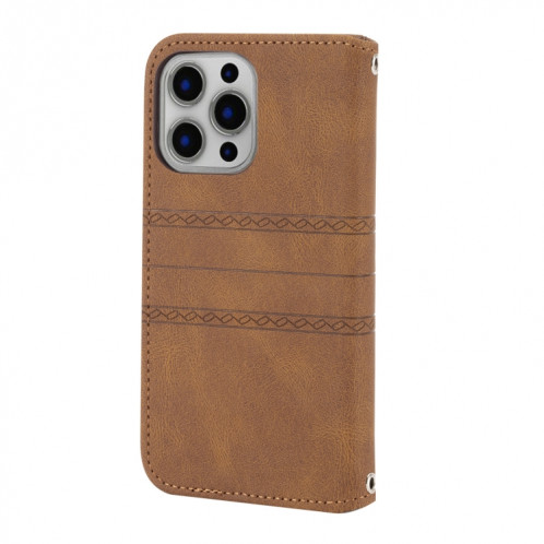 Boucle magnétique à rayures en relief PU + TPU Horizontal Horizontal Boîtiers avec support & Carte Slot & Portefeuille et cadre photo & Sling pour iPhone 13 PRO (Brown) SH203C69-08