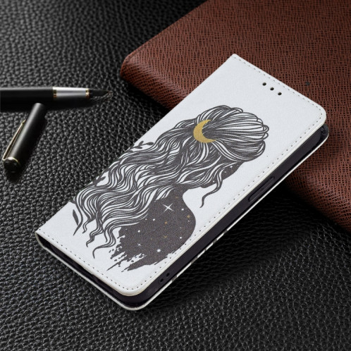 Motif de dessin coloré Invisible Horizontal Horizontal Flip PU Coque en cuir PU avec porte-cartes et portefeuille pour iPhone 13 (fille) SH202B446-07