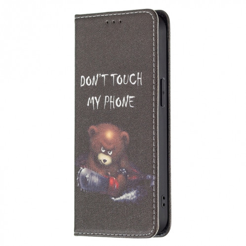 Motif de dessin coloré Invisible Horizontal Horizontal Flip PU Coque en cuir PU avec support & carte Slots & Portefeuille pour iPhone 13 (Bear) SH202I666-07