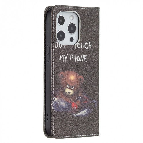 Motif de dessin coloré Invisible Horizontal Horizontal Flip PU Coque en cuir PU avec support & carte Slots & Portefeuille pour iPhone 13 (Bear) SH202I666-07