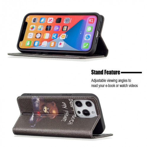 Motif de dessin coloré Invisible Horizontal Horizontal Flip PU Coque en cuir PU avec support & carte Slots & Portefeuille pour iPhone 13 (Bear) SH202I666-07