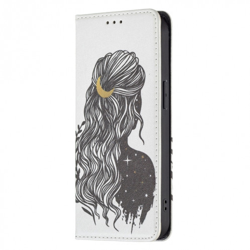 Modèle de dessin coloré Invisible Horizontal Horizontal Flip PU Coque en cuir PU avec support & carte Slots & Portefeuille pour iPhone 13 Pro (Fille) SH203B1124-07