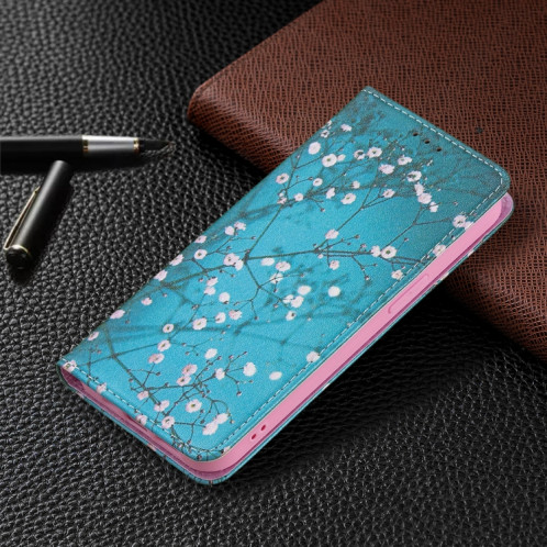 Modèle de dessin coloré Invisible Horizontal Horizontal Flip PU Coque en cuir PU avec support & carte Slots & Portefeuille pour iPhone 13 Pro (Blossom de prune) SH203F1337-07