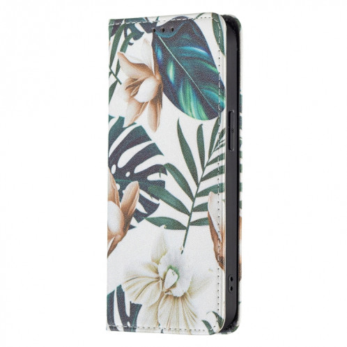 Motif de dessin coloré Invisible Horizontal Horizontal Flip Coque en cuir PU avec porte-carte et portefeuille pour iPhone 13 Pro (feuilles rouges) SH203G1861-07