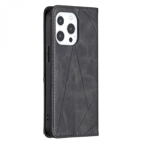 Rhombus Texture Horizontal Flip Housse en cuir magnétique avec support et emplacements de carte pour iPhone 13 mini (noir) SH301F326-07