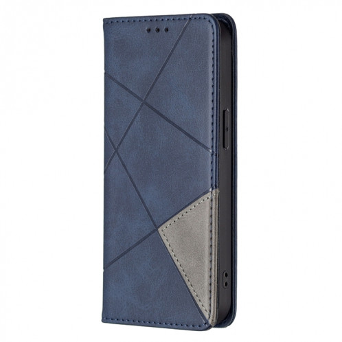 Rhombus Texture Horizontal Flip Housse en cuir magnétique avec support et emplacements de carte pour iPhone 13 (bleu) SH302D1964-07