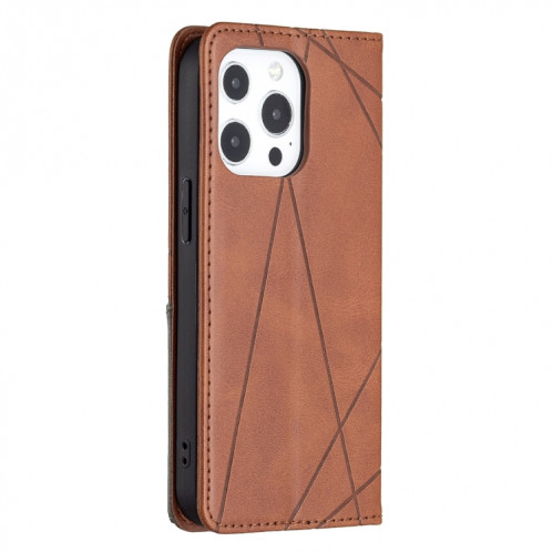 Rhombus Texture Horizontale Horizontal Case en cuir magnétique avec support et emplacements de carte pour iPhone 13 (Brown) SH302E502-07