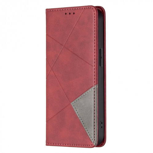 Rhombus Texture Horizontal Flip Housse en cuir magnétique avec support et fentes pour carte pour iPhone 13 Pro (rouge) SH303A379-07