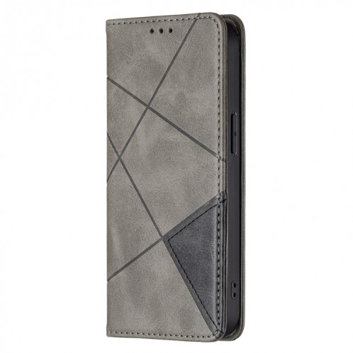 Rhombus Texture Horizontal Flip Housse en cuir magnétique avec support et fentes pour cartes pour iPhone 13 Pro (gris) SH303B257-07
