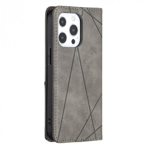 Rhombus Texture Horizontal Flip Housse en cuir magnétique avec support et fentes pour cartes pour iPhone 13 Pro (gris) SH303B257-07