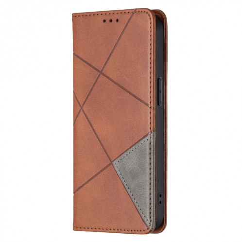 Étui en cuir magnétique horizontal de texture Rhombus Texture avec support et fentes pour cartes pour iPhone 13 PRO (Brown) SH303E134-07