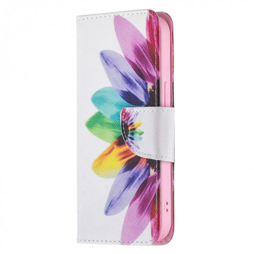 Motif de dessin coloré Horizontal Flip Cuir Case avec porte-cartes et portefeuille pour iPhone 13 mini (tournesol) SH401A233-07