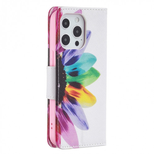 Motif de dessin coloré Horizontal Flip Cuir Case avec porte-cartes et portefeuille pour iPhone 13 mini (tournesol) SH401A233-07