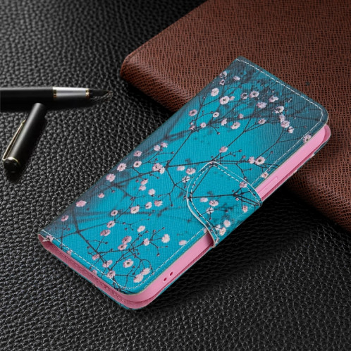 Modèle de dessin coloré Horizontal Flip Cuir Case avec support et portefeuille et portefeuille pour iPhone 13 mini (fleur de prune) SH401G1296-07