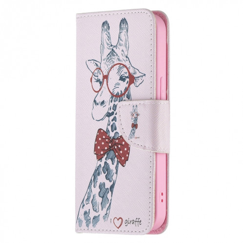 Modèle de dessin coloré Horizontal Flip Cuir Case avec porte-cartes et portefeuille pour iPhone 13 (cerf) SH402B420-07