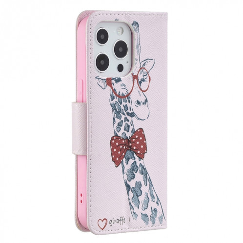Modèle de dessin coloré Horizontal Flip Cuir Case avec porte-cartes et portefeuille pour iPhone 13 (cerf) SH402B420-07