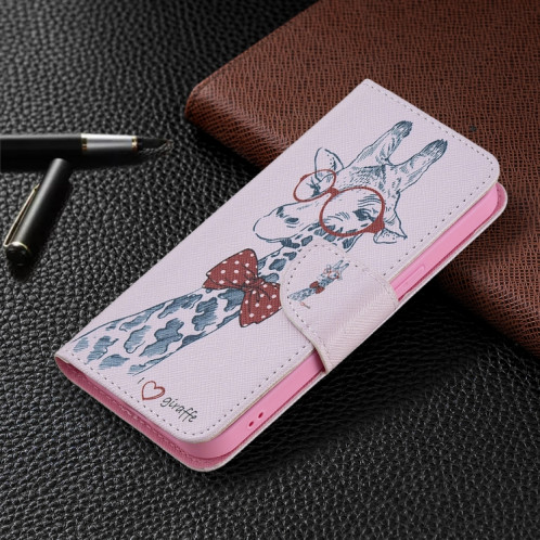 Modèle de dessin coloré Horizontal Flip Cuir Case avec porte-cartes et portefeuille pour iPhone 13 (cerf) SH402B420-07