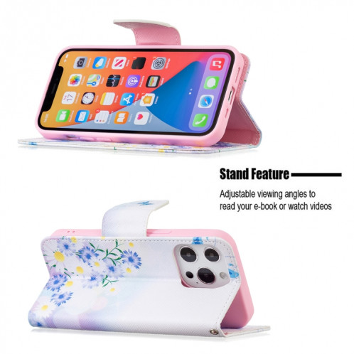 Modèle de dessin coloré Horizontal Flip Cuir Coffret avec porte-cartes et portefeuille pour iPhone 13 (amour papillon) SH402I1486-07