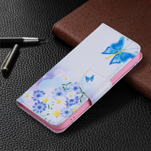 Modèle de dessin coloré Horizontal Flip Cuir Coffret avec porte-cartes et portefeuille pour iPhone 13 (amour papillon) SH402I1486-07
