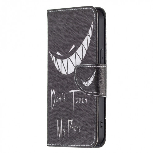 Modèle de dessin coloré Horizontal Flip Cuir Housse avec porte-carte et portefeuille pour iPhone 13 Pro (Smirk) SH403D673-07