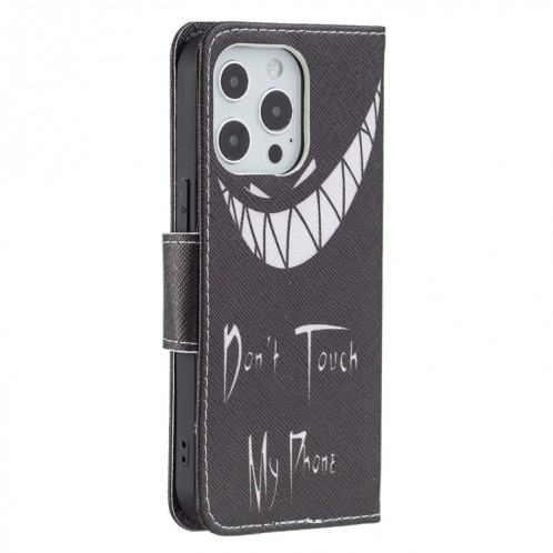 Modèle de dessin coloré Horizontal Flip Cuir Housse avec porte-carte et portefeuille pour iPhone 13 Pro (Smirk) SH403D673-07