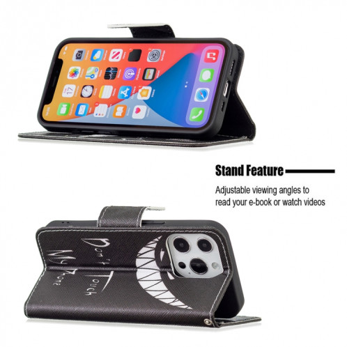 Modèle de dessin coloré Horizontal Flip Cuir Housse avec porte-carte et portefeuille pour iPhone 13 Pro (Smirk) SH403D673-07
