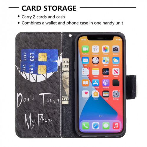 Modèle de dessin coloré Horizontal Flip Cuir Housse avec porte-carte et portefeuille pour iPhone 13 Pro (Smirk) SH403D673-07