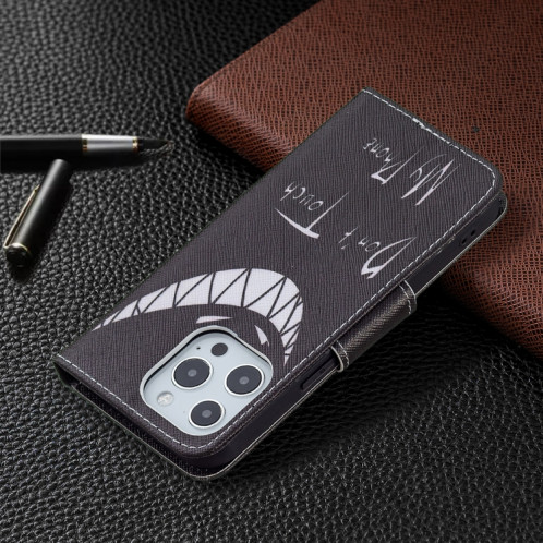 Modèle de dessin coloré Horizontal Flip Cuir Housse avec porte-carte et portefeuille pour iPhone 13 Pro (Smirk) SH403D673-07