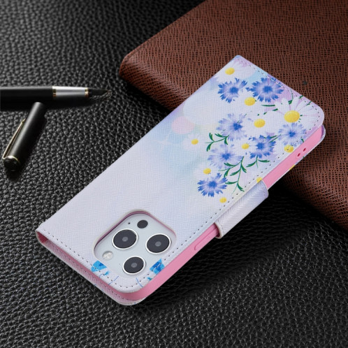 Motif de dessin coloré Horizontal Flip Cuir Case avec support & Card Slots & Portefeuille pour iPhone 13 Pro (amour papillon) SH403I1854-07
